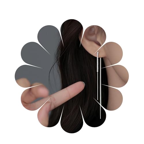 Allereya Vintage Strass Lange Ohrringe Kristall Quaste Kette Ohrringe Kristall Hochzeit Ohrringe Silber Voll Cz Kette Ohrringe Funkelnde Cz Ohrstecker Schmuck Für Frauen Und Mädchen (Silber) von Allereya