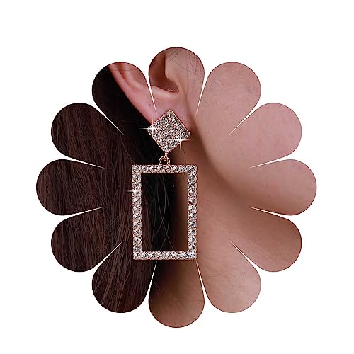 Allereya Vintage Strass Quadratische Ohrringe Kristall Quadratische Tropfenohrringe Gold Cz Quadratische Ohrringe Funkelnde Cz Quadratische Ohrstecker Schmuck Für Frauen Und Mädchen (gold) von Allereya