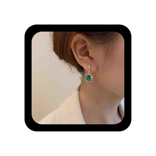 Allereya Vintage Smaragdgrüne Kristall Ohrringe - Boho Dangle Earrings - Grün - 2 Stück - Smaragd Strass - Vintage Bohemian Dangle - Frauen & Mädchen von Allereya