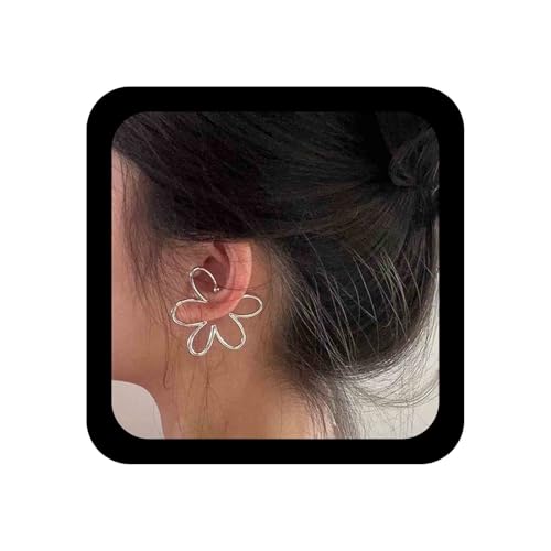 Allereya Vintage Übertrieben Blume Ohr Manschette Ohrringe Hohle Blume Ohrringe Silber Große Blume Ohrstecker Blume Fake Helix Ohrringe Schmuck Für Frauen Und Mädchen von Allereya