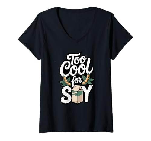 Damen Zu kühl für Soja-Sojaallergiker T-Shirt mit V-Ausschnitt von Allergy Friendly Soy Free Support Lifestyle