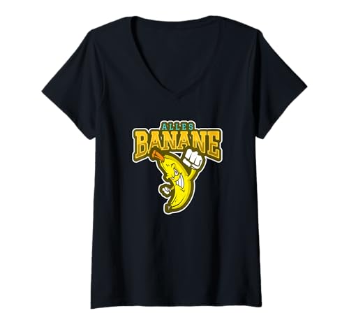 Damen Alles Banane Lustig Cartoon Verschenken Motiv Humor Spruch T-Shirt mit V-Ausschnitt Damen Alles Banane Lustig Cartoon Verschenken Motiv Humor Spruch T-Shirt mit V-Ausschnitt von Alles Banane Lustig Sprüche Humor