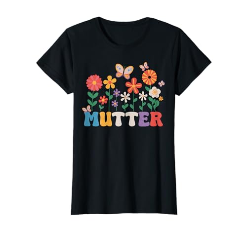 Mama Muttertag Wildblume Retro Groovy Floral Mutter T-Shirt von Alles Gute zum Muttertag für Mama Blumenmutter