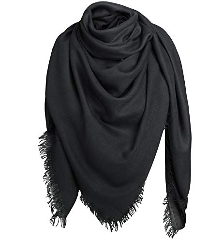Superora Damen Halstuch Schultertuch Schal Scarf Stola Quadratischer Deckenschal mit Fransen 140 * 140cm von Superora