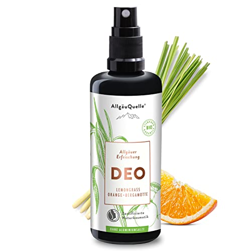 AllgäuQuelle® Deo Allgäuer Erfrischung | Naturkosmetik für Herren und Damen | ohne Aluminium | vegan | ätherische Öle von Lemongrass, Orange u. Bergamotte von AllgäuQuelle Naturprodukte