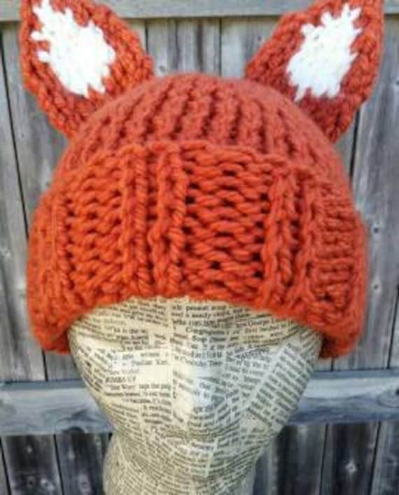 Gestrickte Fuchsmütze - Erwachsenengröße Gestrickte Fuchsmütze - Erwachsenengröße von AlliCattCreations