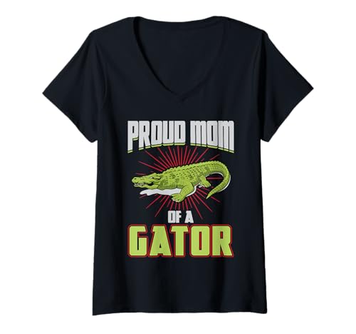 Damen Stolze Mutter Eines Gators Alligator T-Shirt mit V-Ausschnitt von Alligator, Crocodile And Gator Shirts And Designs