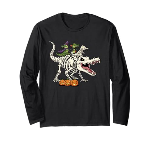 Alligator-Skelett Mumie Hexe Halloween Kinder Herren Damen Langarmshirt von Alligator Lovers Cute Halloween Outfits Boy Girl