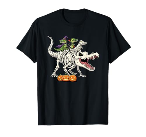 Alligator-Skelett Mumie Hexe Halloween Kinder Herren Damen T-Shirt von Alligator Lovers Cute Halloween Outfits Boy Girl