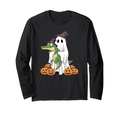 Lustiger Geist Alligator Kürbis Halloween Kinder Herren Damen Langarmshirt von Alligator Lovers Cute Halloween Outfits Boy Girl