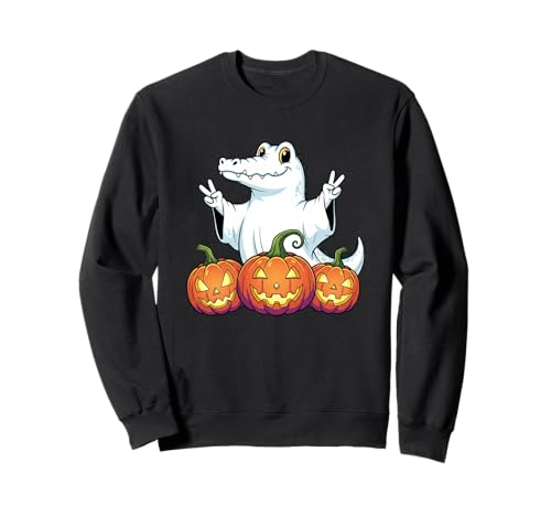 Lustiger Alligator Geist Kürbis Boo Halloween Kinder Herren Damen Sweatshirt von Alligator Lovers Halloween Ghost Pumpkin Outfits