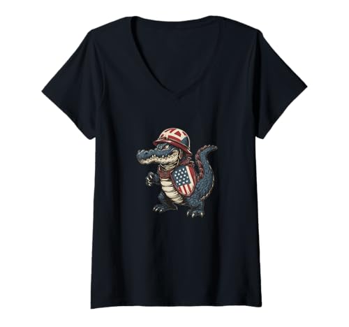 Damen US-Militär Alligator Kostüm für Mann und Frau T-Shirt mit V-Ausschnitt Damen US-Militär Alligator Kostüm für Mann und Frau T-Shirt mit V-Ausschnitt von Alligator Military Outfit