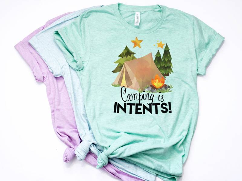Camping Is Intentions, Lustiges Shirt, T Camping, Lagerfeuer, Pastell Bella Canvas - Artikel 6093 von AllinThePrint