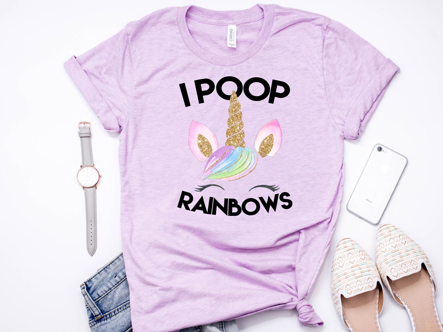 Einhorn Shirt, I Poop Rainbows, Poop, Lustiges T Tshirt, Pastell Bella Canvas - Artikel 6104 von AllinThePrint