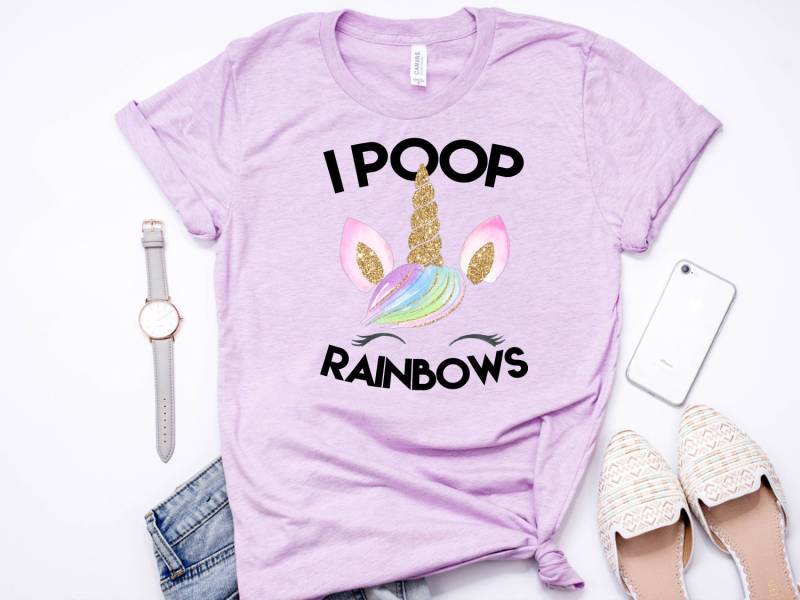 Einhorn Shirt, I Poop Rainbows, Poop, Lustiges T Tshirt, Pastell Bella Canvas - Artikel 6104 von AllinThePrint