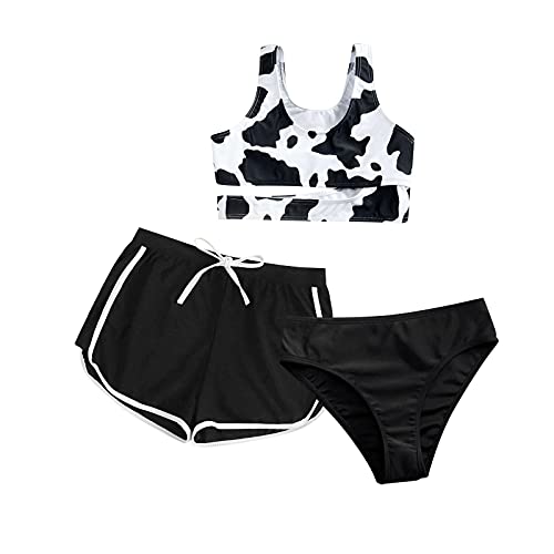 Alliwa Baby Bikini Mädchen Mit Hose Badeanzug Mädchen 164 Mit Hose Tankini Mädchen 158/164 Niedlich Wassermelonen Druck Badeanzug für Kinder Mädchen Badebekleidung, Schwarz#02, 11-12 Jahre von Alliwa Baby