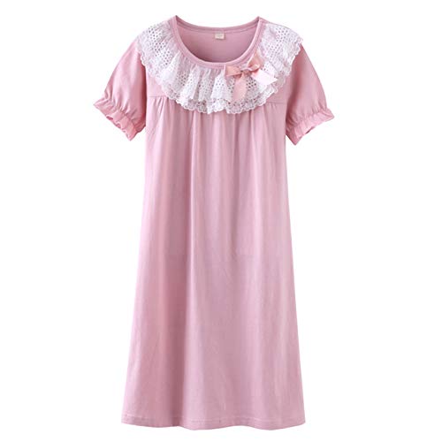 Allmeingeld Kleinkind Mädchen Prinzessin Nachthemden Spitze Schlafhemden Rüschen Nachthemd Kurzarm Rosa 4t von Allmeingeld