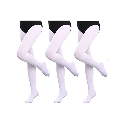 Allmeingeld Kleinkind Mädchen Tanz Strumpfhosen Student Footed Sports Leggings Athletic 3 Packs Weiß 5 Jahre von Allmeingeld