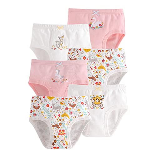 Allmeingeld Mädchen Prinzessin Höschen Muster Boyshort Baumwolle Unterwäsche Multipack für 1-13 Jahre, Fairy Deer, 3-4 Jahre von Allmeingeld