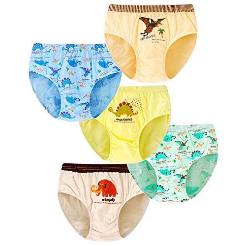 Jungen Dinosaurier Slips Set 100% Baumwolle Shorts 5 Packung für Kinder, 7-8 Jahre, Dino von Allmeingeld