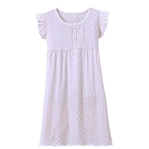 Allmeingeld Baby Mädchen Prinzessin Nachthemden Herz Print Schlafhemden Rüschen Schlafkleid Weiß 3t von Allmeingeld