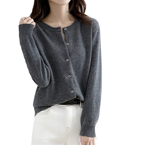 Alloaone Cardigan Pullover Damen Top Strick Cardigan Lange Ärmel Damen Kurze Wolle Vintage Cardigan, gray9, XX-Large von Alloaone