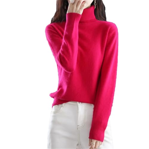 Alloaone Damen Bekleidung Warmes Oberteil Nerzkaschmir-Pullover Mit Hohem Polokragen Und Schmaler Passform Rose L von Alloaone