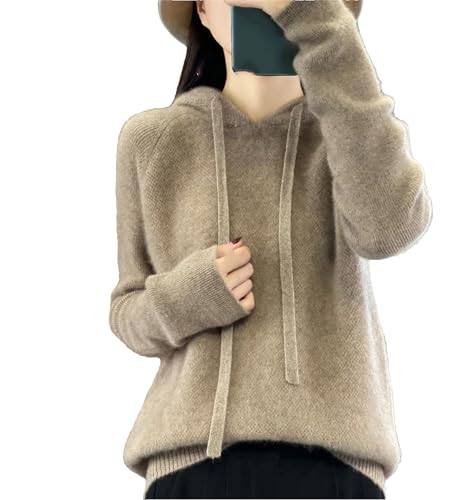 Alloaone Damen Winter-Kapuzenpullover, Dicker, Warmer Pullover Aus Merinowolle, Lässig, Bequem, Tunika-Pullover von Alloaone