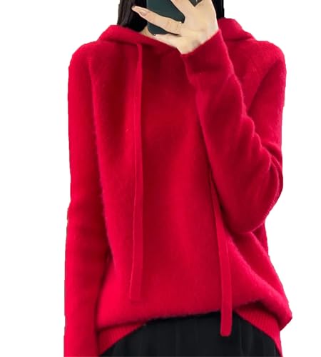 Alloaone Damen Winter-Kapuzenpullover, Dicker, Warmer Pullover Aus Merinowolle, Lässig, Bequem, Tunika-Pullover von Alloaone