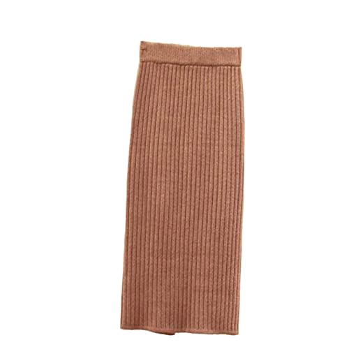 Alloaone Dicker Pulloverrock für Damen, elastisch, hohe Taille, plissierter Midi-Strickrock, Rot 70cm, 44 von Alloaone