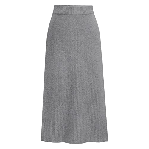 Alloaone Herbst Winter Strick Bleistiftrock Damen Hohe Taille Röcke Damen Strick Split Midi Rock für Frauen Herbst, grau, 36 von Alloaone