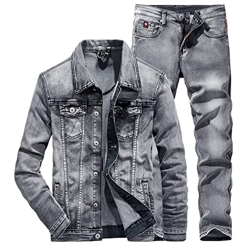 Alloaone Herren 2 teiliges Set Frühlings Langarm Jeansjacke + Jeans Fashion Slim Paar Denim Anzug Suit Jacket L Jeans 34 Alloaone Herren 2 teiliges Set Frühlings Langarm Jeansjacke + Jeans Fashion Slim Paar Denim Anzug Suit Jacket L Jeans 34 von Alloaone