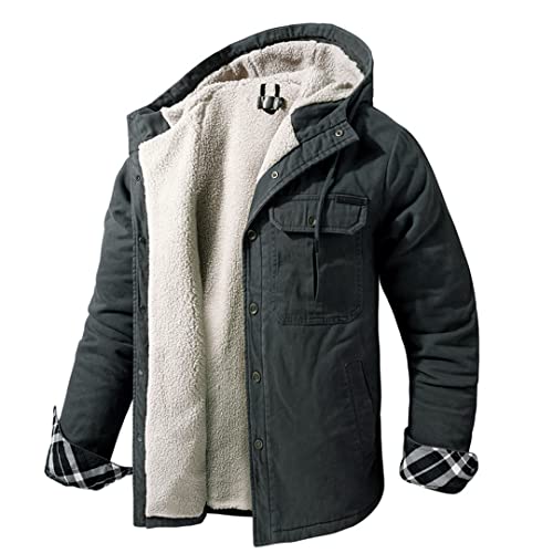 Alloaone Herren Winter Dicke Warme Parkas Samt Kapuze Bombermantel Mantel Windjacke Gray M von Alloaone