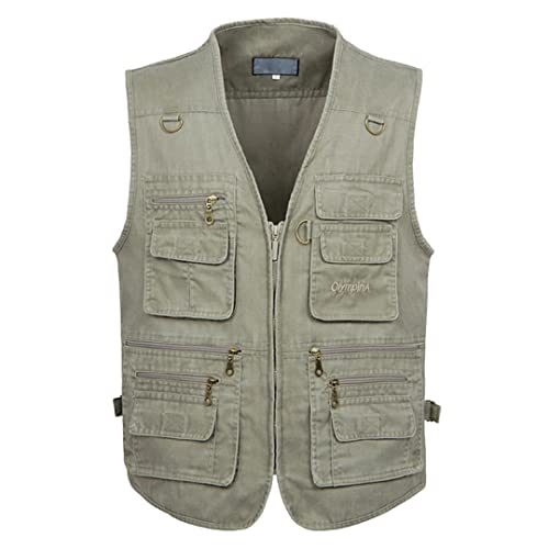 Alloaone Sommer-Weste Aus Baumwolle In Großer Größe Ärmellos Mit Taschen Herren-Fotoweste Mit Mehreren Taschen Khaki Vest XXL Alloaone Sommer-Weste Aus Baumwolle In Großer Größe Ärmellos Mit Taschen Herren-Fotoweste Mit Mehreren Taschen Khaki Vest XXL von Alloaone