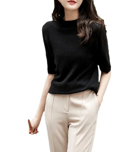 Alloaone Strickpullover Mit Schmaler Passform Für Damen, Halber Rollkragen, Basic-Pullover, Lässig, Gerippt Hemd von Alloaone