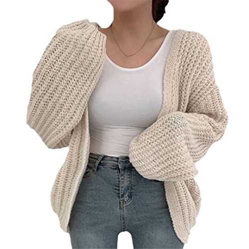 Alloaone Vintage Damen Cardigan Pullover Casual Korean Fall Tops Mantel, weiß, One size von Alloaone