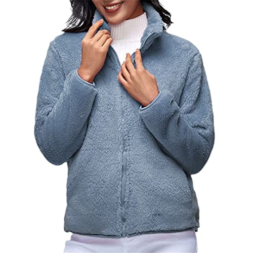 Alloaone Winter Damen Polar Fleece Jacke Outdoor Wärme Reißverschluss Sweatshirt, dunkelblau, 46 von Alloaone