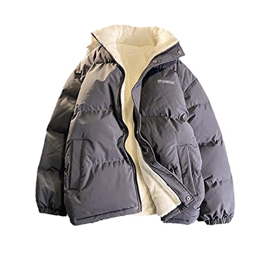 Alloaone Winterparkas Frauen Mode Solid Lose Dicke Warm Jacken Mäntel Stehkragen Damen Daunen Outwear, grau, 38 von Alloaone