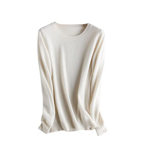 Kaschmirwolle Strickpullover Damen Pullover Rundhals Basic Warm Pullover, Wie abgebildet 3, M von Alloaone