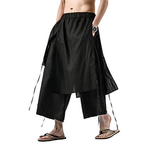 Mens Wide Leg Pants Solid Joggers Streetwear Elastische Taille Unregelmäßige Röcke Hosen Black 4XL Mens Wide Leg Pants Solid Joggers Streetwear Elastische Taille Unregelmäßige Röcke Hosen Black 4XL von Alloaone