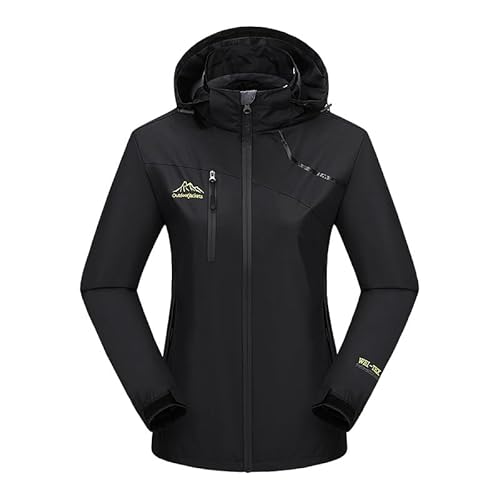 Wasserdichte Wanderjacke Für Herren Und Damen Winddicht Windjacke Jagd Laufen Trekking Angeln Women Black L von Alloaone