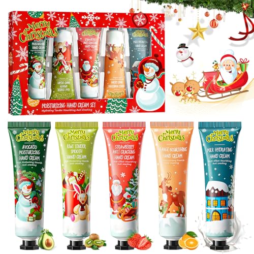 Allony Handcreme Weihnachten, Mini Handcreme Set, Handcreme Frauen Gastgeschenke Weihnachten, Kleine Weihnachtsgeschenke Für Frauen, Kollegen, Mitarbeiter Und Familienmitglieder 5 Stücke von Allony