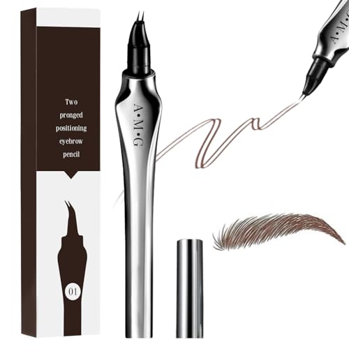 Allony Magischer Augenbrauenstift, 3D Microblading Augenbrauenstift Wasserfest Wischfest, Eyebrow Pencil mit 2 Gabelspitze Applikator, Erzeugt Mühelos Natürlich Aussehende Brauen (Hellbraun) von Allony