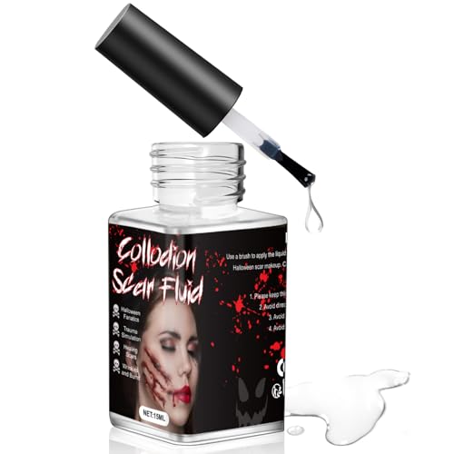 Narben Fluid, Rigid Collodion, Collodium Narbenfluid, Collodium Narben-Fluid, Make-up Rigid Collodion mit Pinsel für Halloween, Flüssige Kosmetik für Real Make-Up Effects, 15ml von Allony