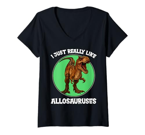 Damen Allosaurier Allosaurus T-Shirt mit V-Ausschnitt Damen Allosaurier Allosaurus T-Shirt mit V-Ausschnitt von Allosaurier Allosaurus Tier Shop