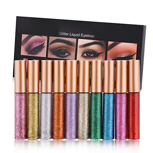 Allouli Glitter Eyeliner Liquid 12 Colors Shimmer Sequin Eyeliner Luminous Long-lasting Waterproof Eye Makeup von Allouli