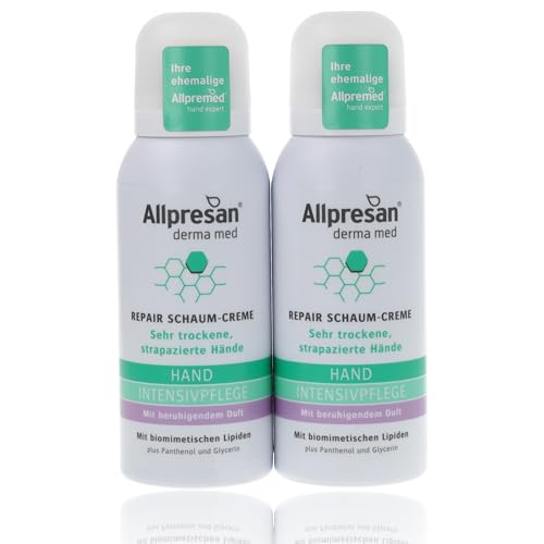 Allpresan Derma med Repair Schaum-Creme HAND INTENSIVPFLEGE mit beruhigendem Duft - Zur Pflege sehr trockener und strapazierter Hände - 100 ml (2er Pack) von Allpresan