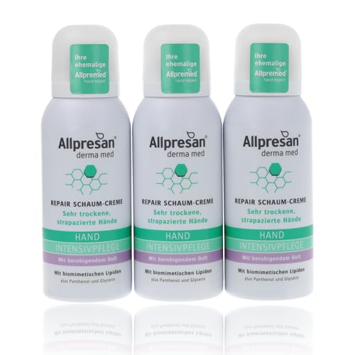 Allpresan Derma med Repair Schaum-Creme HAND INTENSIVPFLEGE mit beruhigendem Duft - Zur Pflege sehr trockener und strapazierter Hände - 100 ml (3er Pack) von Allpresan
