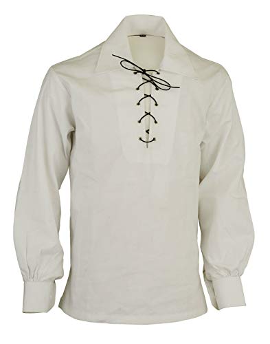 AllSafe Traders Scottish Ghillie Kilt Jacobite Jacobean Hemd, Offwhite - weiß - 4XL -127/132 cm von Allsafe Traders