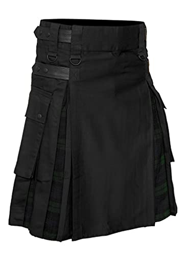 Allsafe Traders Moderner Hybrid-Kilt für Herren, Schottenkaro, Hybrid-Kilt für Herren, Cargo-Taschenkilt, Herren-Utility-Kilt, schwarz/schottenmuster, 44 Allsafe Traders Moderner Hybrid-Kilt für Herren, Schottenkaro, Hybrid-Kilt für Herren, Cargo-Taschenkilt, Herren-Utility-Kilt, schwarz/schottenmuster, 44 von Allsafe Traders